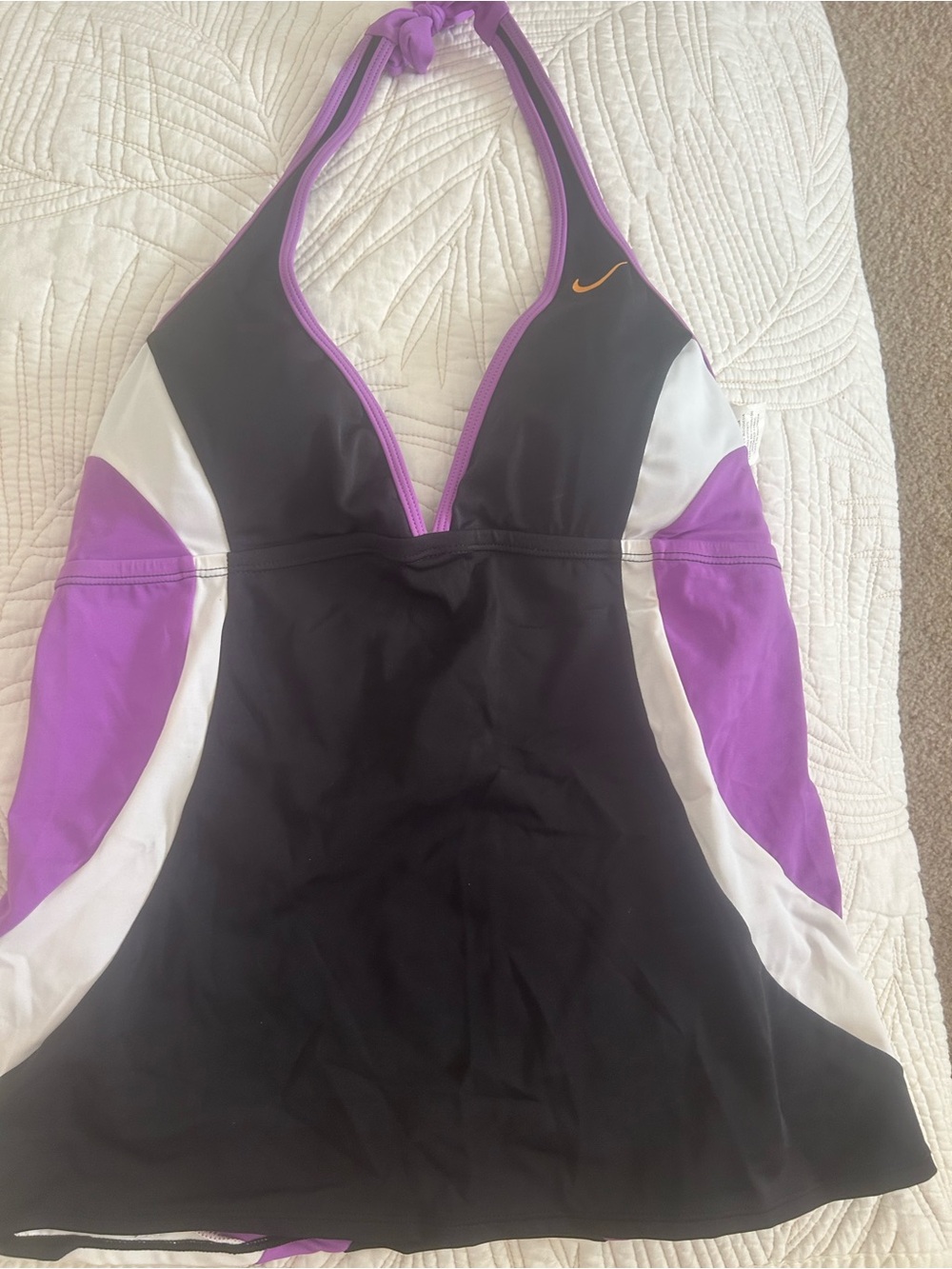 Nike Black, Purple & White Halter Tankini Top